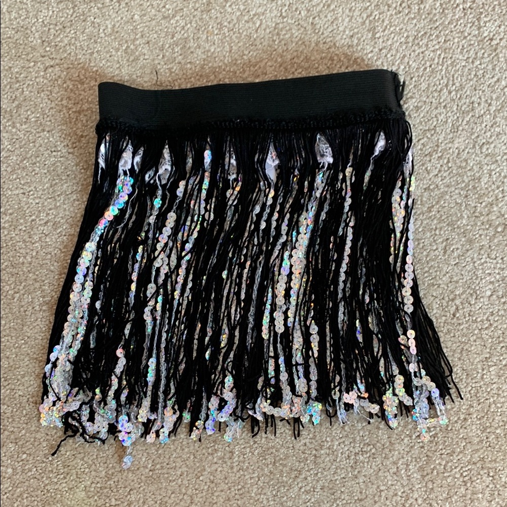 Weissman Black Silver Sequin Mini Skirt Dance